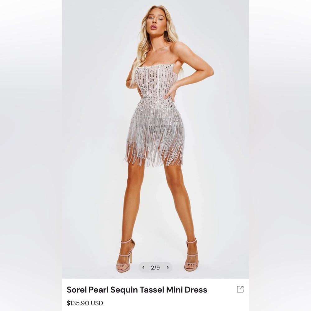 Bella Barnett Sorel Pearl Sequin Tassel Mini Dress